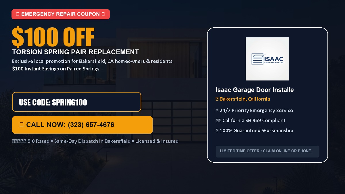 $100 OFF Heavy-Duty Torsion Spring Pair Replacement in Bakersfield, CA